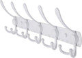 Dseap Wall Mounted Coat Rack - 5 Tri Hooks, Heavy Duty, Stainless Steel, Metal Coat Hook Rail for Coat Hat Towel Purse Robes Mudroom Bathroom Entryway,White