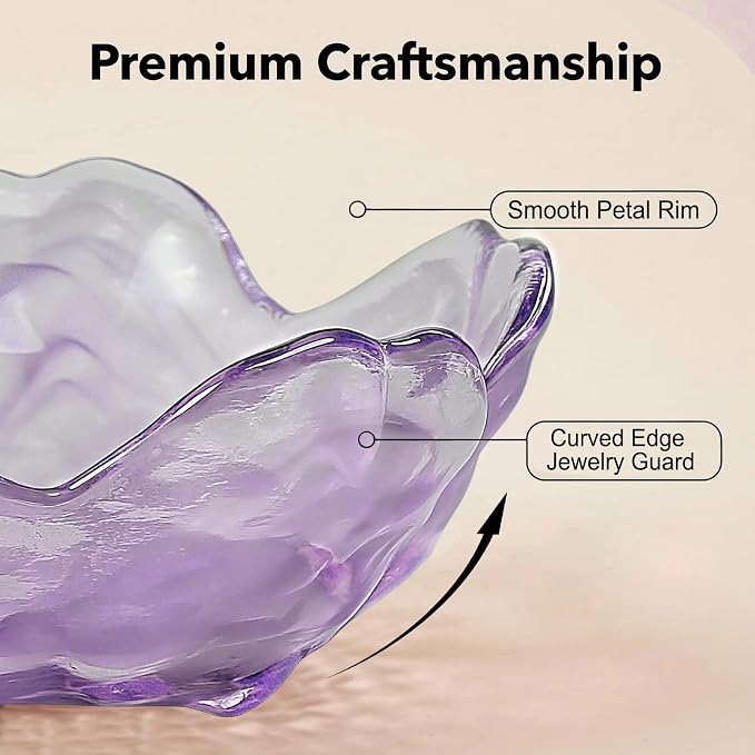 Flower Jewelry Dish Ring Holder Jewelry Tray Cute Vanity Organizer Room Decor Aesthetic Nightstand Bathroom Bedroom Decor Trinket Dish Small Valentine's Friendship Christmas Birthday Gifts for Women