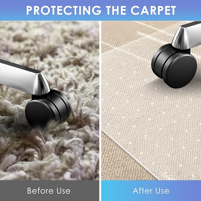 Vicwe Office Chair Mat for Carpeted Floors, 58"X44" Rectangle Desk Chair Mats with Studs for Low and No Pile Carpeted Floors, Easy Glide Computer Desk Chair Mat for Home & Offices