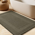 Upgrade Waffle Bath Mat, Greyish Green 32"x20", Boho Bathroom Rugs Absorbent Non Slip, Ultra Soft Bathroom Mat, Machine Washable Knit Bath Rugs with Tassels for Bathroom, Bedroom, Kitchen, Shower