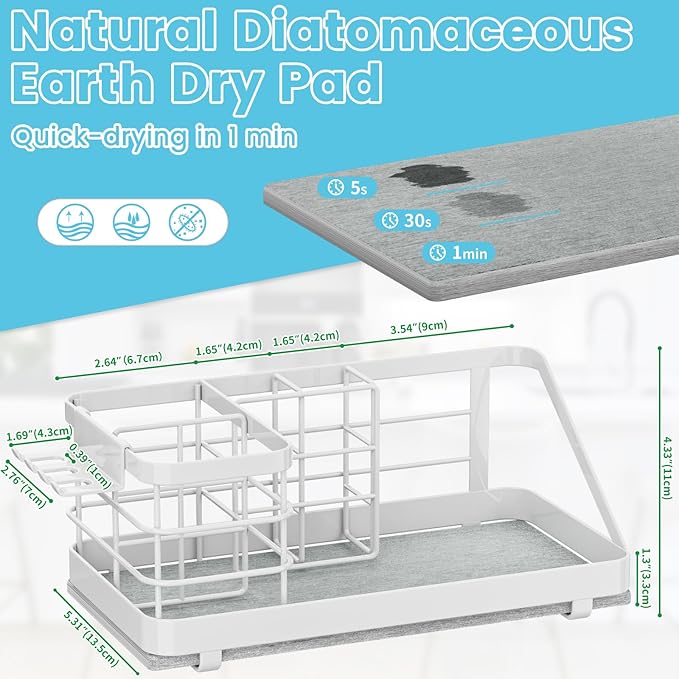 Toothbrush Holders Instant-Drying Organizer - Bathroom Countertop/Wall Mounted Electric Toothbrush Holder - Toothbrush Head Toothpaste Holder, Bathroom Counter Organizers and Storage, White