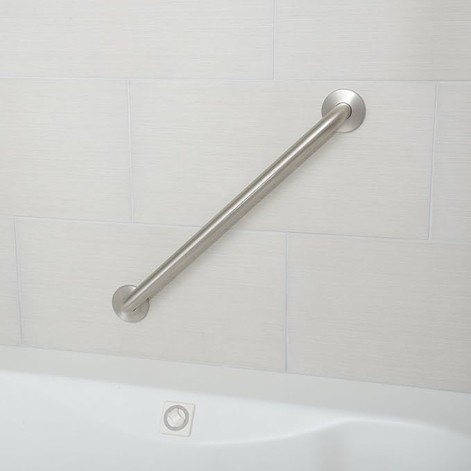 Amazon Basics Bathroom Safety Handicap Grab Bar, 36 Inch Length, 1.25 Inch Diameter, 500LBs Capacity, ADA Compliant, Stainless Steel