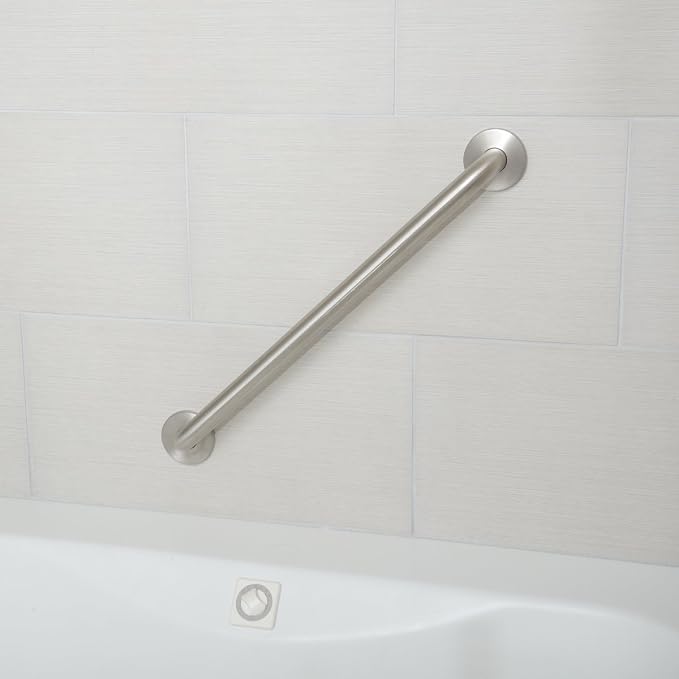 Amazon Basics Bathroom Handicap Safety Grab Bar, 18 Inch Length, 1.25 Inch Diameter, Holds up to 500LBs, ADA Compliant, Stainless Steel