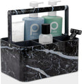 BYUNER Plastic Shower Caddy Dorm: Portable Bathroom Caddy Organizer for College with Handle and Adjustable Divider, Utility Hard Shower Basket Bath Tote for Toiletry, Shampoo, Soap (Black Marble)