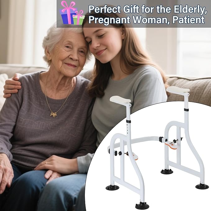 Neoaider Toilet Safety Rails with Adjustable Handrails, 300 Lbs Weight Capacity Toilet Rails, Toilet Safety Frames & Rails for the Elderly, Pregnant Women, Patients