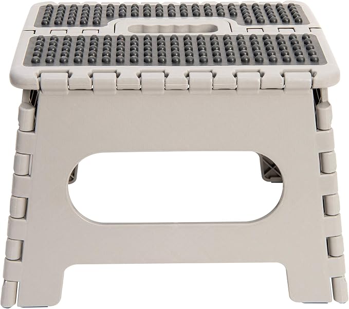 Simplify 9 Inch Ant-Skid Folding Step Stool | Collapsible | 200 Pound Capacity | Durable | Portable | Kitchen | Bathroom | Garage | White