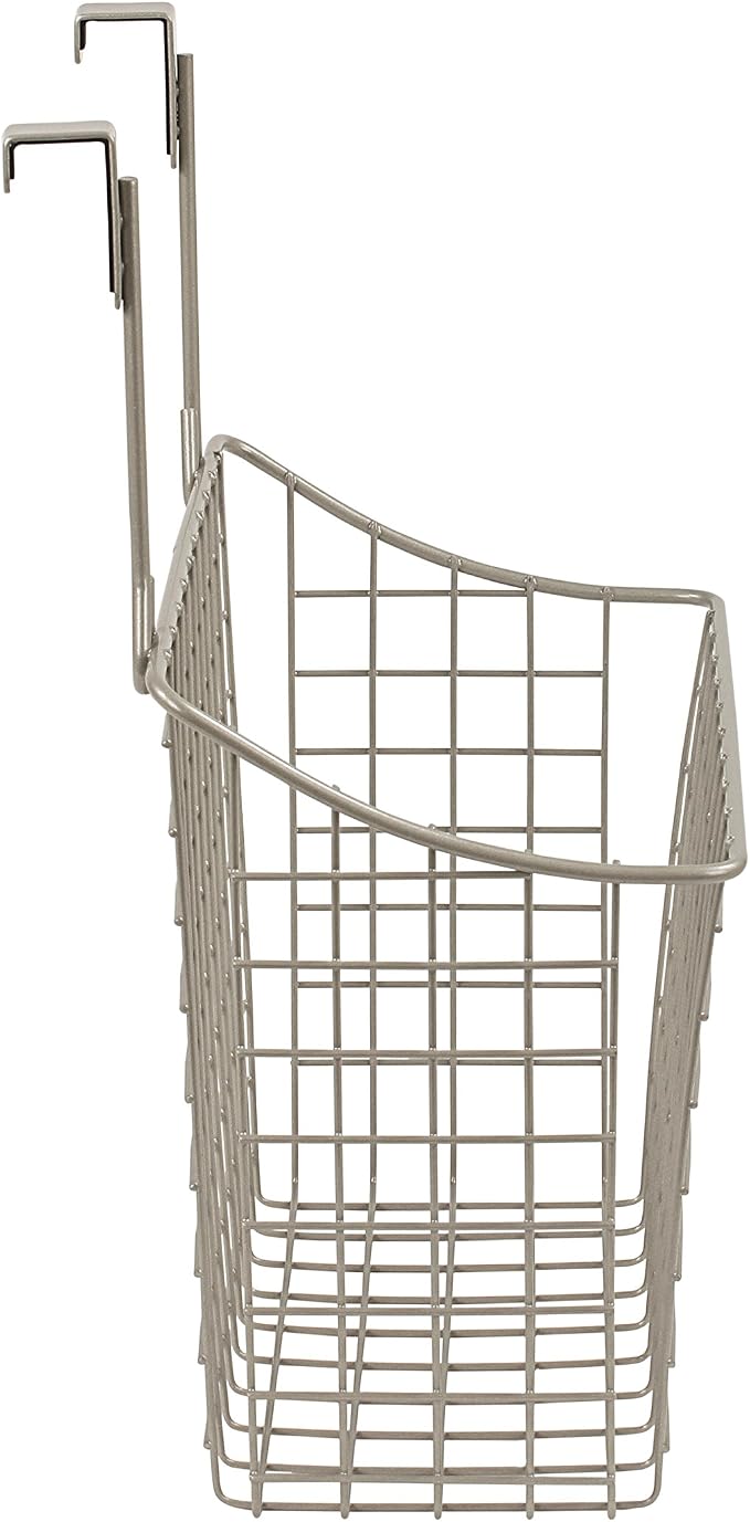 Spectrum Grid Over the Cabinet Wire Storage Basket Large (Satin Nickel Powder Coat) - Organizer for Bathroom, Kitchen, Under Sink, Pantry, Hair Tools, & More (Pack of 2)