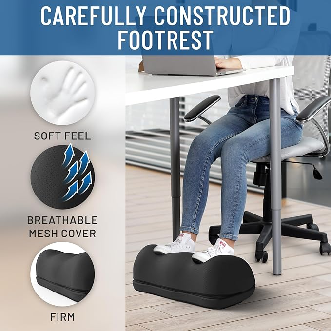 Elevate Series by Everlasting Comfort Adjustable Cloud Foot Rest for Under Desk at Work with Pressure Point Nodes - Comfortable Memory Foam Office Foot Stool & Desk Pillow, Gaming & Home Accessories