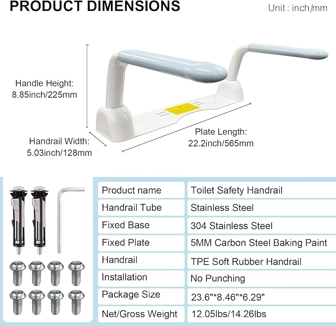 Toilet Safety Rails for Seniors with Flip-Up Armrests, Heavy Duty Toilet Support Rails with Rise-up Handle for Elderly, Disabled, Handicapped, or Mobility Assistance, Fits Most Toilets (Standard)