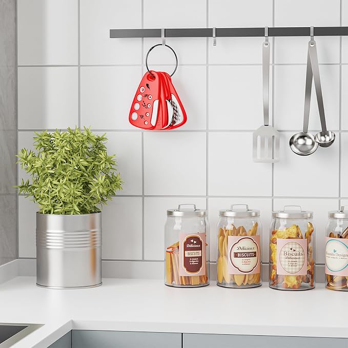 Pisol Kitchen Unique Gadgets Set 6 Pieces, Space Saving, Cheese Grater, Bottle Opener, Fruit Vegetable Peeler, Pizza Cutter, Garlic Ginger Grinder, Herb Stripper Gift Set