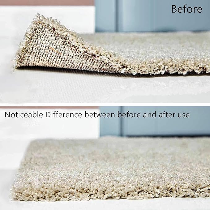 16 PCS Grippers of Rug Pad, Non-Slip Carpet Gripper for Hardwood Floors and Tile, Reusable and Washable Area Carpet Tape, Double-Sided Adhesive Pads, Keeps Corners Flat