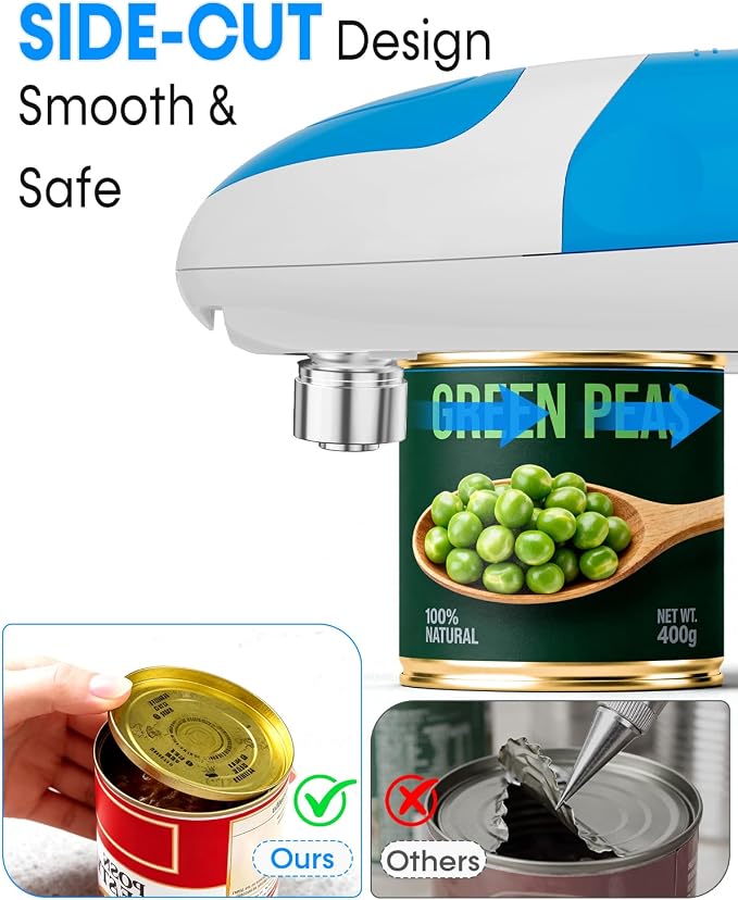 Seniors Arthritis Electric Can Opener: Battery Operated, Hands free, Cordless, One Touch, Easy to Clean - Automatic Can Opener Smooth Edge with Powerful Motor for Kitchen by Befumly