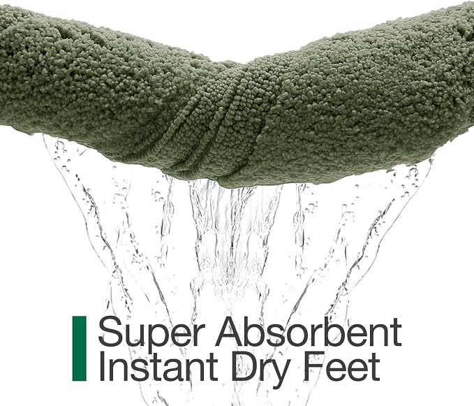 LUMI Ultra Soft Bathroom Rugs Non Slip with Rubber Backing, Absorbent Washable Bath Mat Quick Dry, Upgraded Premium Microfiber Plush Carpet for Bathtub and Shower Floor, Green, 24x36