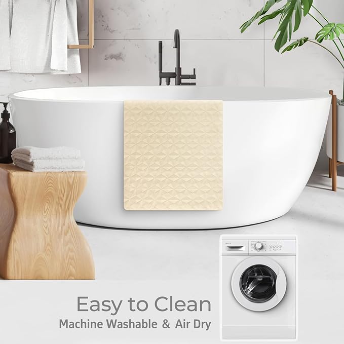 Non Slip Bathtub Mat for Bath Tub Shower - Natural Rubber Mat with 241 Suction Cups - Soft Bathroom Safety Mat - Unique Diamond Pattern - Fatigue Relief - Machine Washable - 16 × 28 Inch