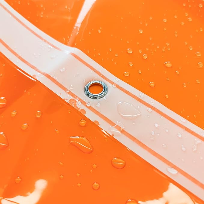 Barossa Design Clear Orange Stall Shower Curtain Liner 36" W x 72" H - Waterproof Lightweight PEVA Plastic Narrow Shower Liner for Small Bathroom,3 Bottom Magnets & Metal Grommets - Clear Orange