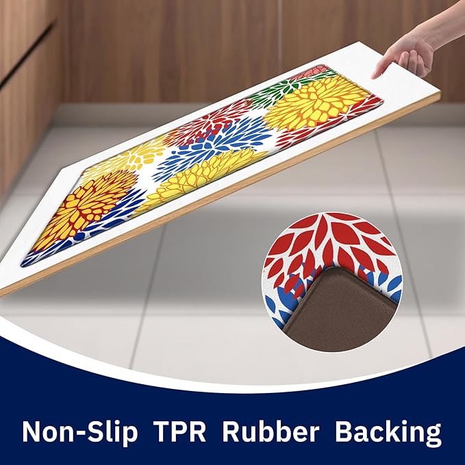 Kitchen Mats Set of 2 Cushioned Anti Fatigue Kitchen Rugs Non Slip Waterproof Kitchen Runner Memory Foam Floor Mat Comfort Standing Mat for Sink,Office,Laundry, Multi Color