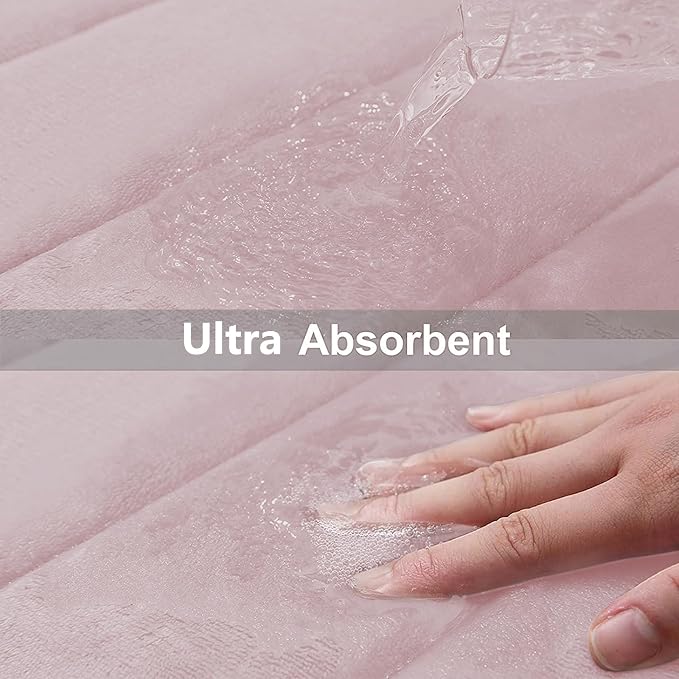 Buganda Memory Foam Bath Mat, 44" x 24", Ultra Soft and Non-Slip Bathroom Rugs, Water Absorbent and Machine Washable Bath Rug Runner for Bathroom, Shower, and Tub, Peach
