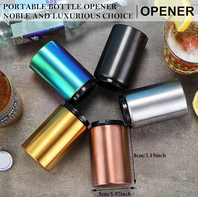 AKOAK 1 Pack Creative Stainless Steel Push-type Beer/Wine Bottle Opener Bar Household Automatic Convenient Cap Opener - Easy to Open a Variety of Bottles,Rose gold
