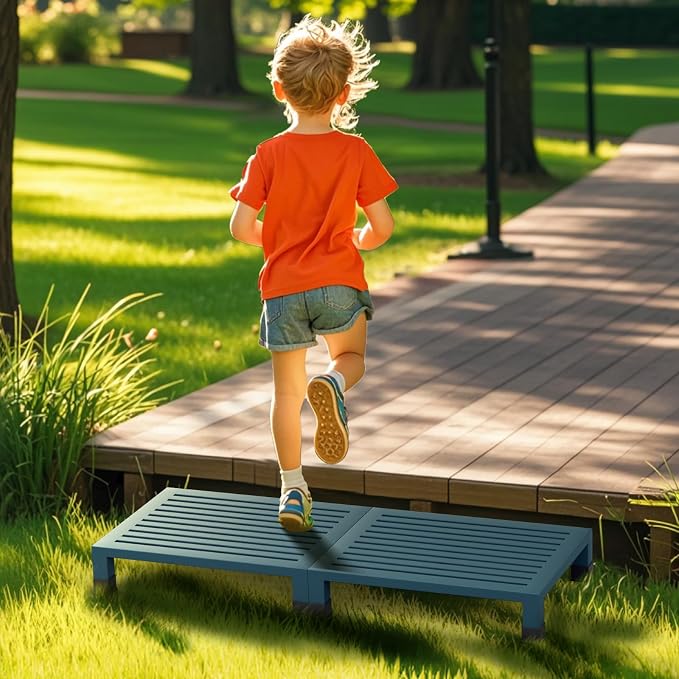 One Step Stool Platform 3.8" Height for Adults, Kids. Heavy Duty/Portable/Nonslip/Durable Construction Safe Step Stool for Bedroom/Kitchen Bed, Bathroom,Kitchen，Garden (Dark Blue)
