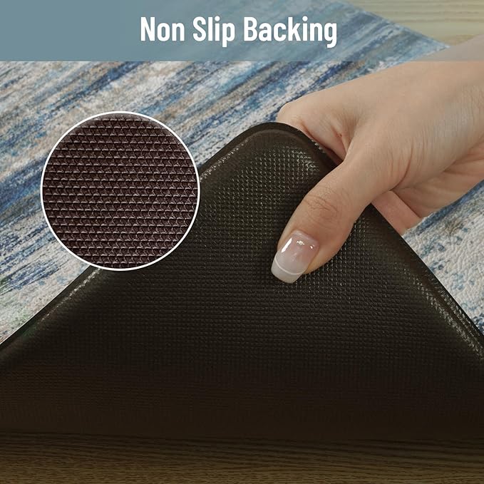 KIMODE Kitchen Mats for Floor Anti Fatigue, 17"x47"+17"x29" Farmhouse Kitchen Rugs Sets of 2, Padded Kitchen Floor Mats, Comfort Standing Mats for Sink Laundry Office Desk Dark Blue Grey