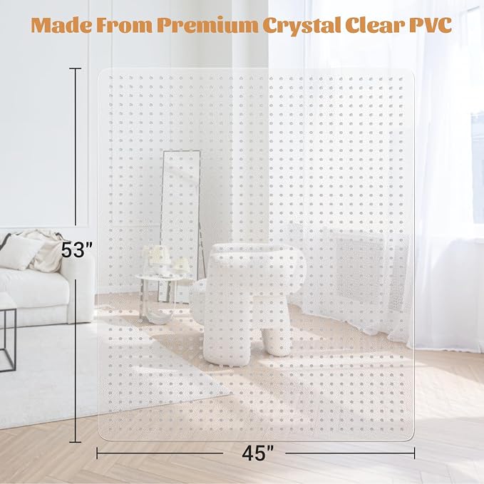 KMAT Office Chair Mat for Carpet, Computer Desk Mat,Clear Desk Chair Mat for Home Rolling Chair,Heavy Duty Floor Protector for Office-Easy to Clean,Anti-Slip-45 x53 Rectangular