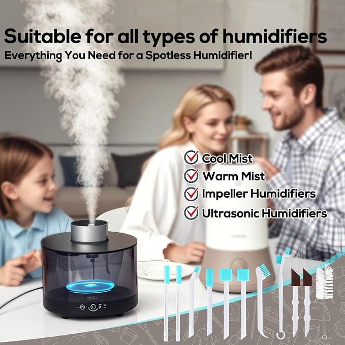 XANGNIER 11 Pcs Humidifier Cleaner Brush Set–Small Detail Cleaning Brushes for Crevices, Gaps, Corners, Keyboard, Bottle, Tiles, and Tight Spaces–Household & Travel Cleaning Tools