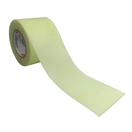 CATTONGUE GRIPS Non-Abrasive Grip Tape Roll - 4” Wide Heavy-Duty, Waterproof Anti-Slip Tape for Commercial & Industrial Use - Ramps, Stairs, Walkways - Indoor & Outdoor Non-Skid Solution (Glow, 30ft)
