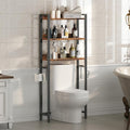 MAHANCRIS Over The Toilet Storage Rack, 3 Tier Bathroom Organizer Over Toilet, Freestanding Space Saver Toilet Stand with 2 Hooks, Bathroom Storage Shelf, Easy to Assemble, Rustic Brown TSHR6001