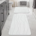 YIHOUSE Memory Foam Bathroom Rug Sets, White, 2 Piece (17"x24"+20"x32") | Ultra Soft, Absorbent, Non-Slip, Machine Washable