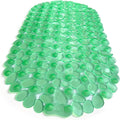 “Pebbles” Non-Slip Bathtub & Shower Mat 27”x14” Oval - Non-Toxic - Safe, Clean, Machine-Washable, Superior Grip & Drainage, Vinyl, for Smooth Floors ONLY, Transparent Light Green