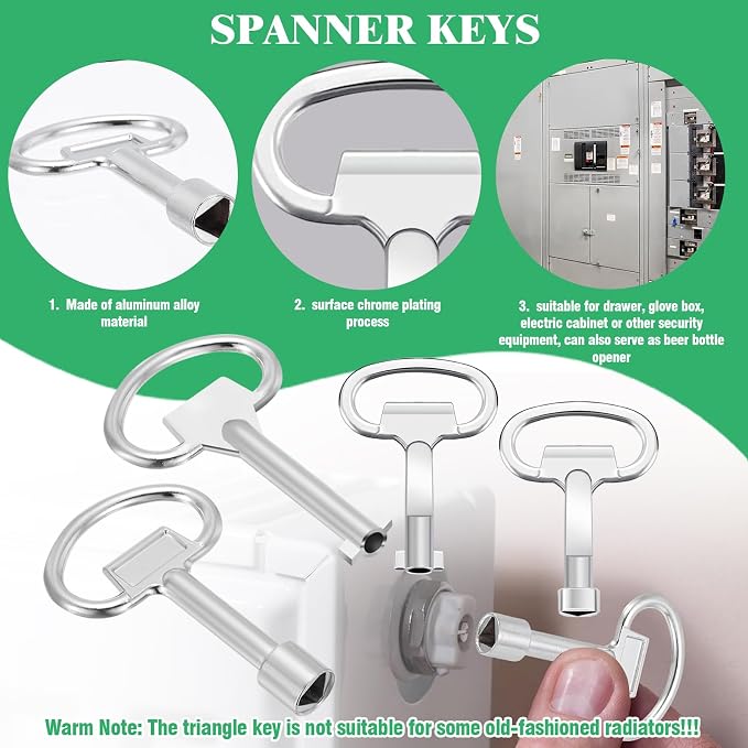 Yuahar 13 Pcs Multi-Functional Utility Key Kit Contains 4-Way Keys, Water Tap Faucet Keys, Sillcock Wrench, Cabinet Spanner Key for Radiators Gas Electric Meter Boxes Garden Hose