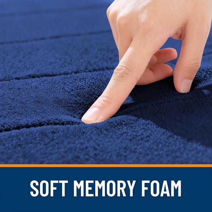 OLANLY Memory Foam Bath Mat 36x24, Super Soft Absorbent Bathroom Rugs, Quick Dry, Machine Washable Shower Floor Rugs, Bathmat Carpet, Bathroom Home Decor Accessories, Twilight Sapphire