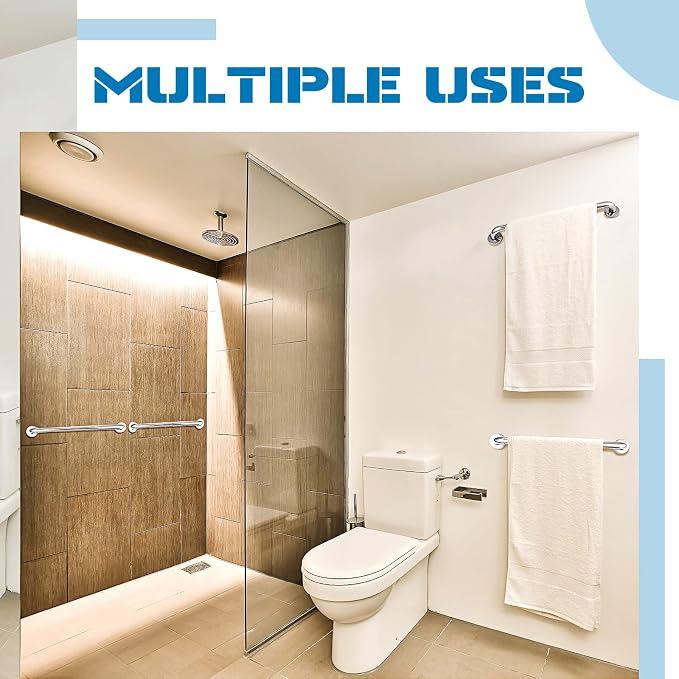 Blulu 2 Set Shower Grab Bar Stainless Steel Bathroom Grab Bar Handle Anti Slip Heavy Duty Bathtub Handle Support Balance Hand Rails for Bathroom Elderly Handicap Senior Pregnant (9 Inch)