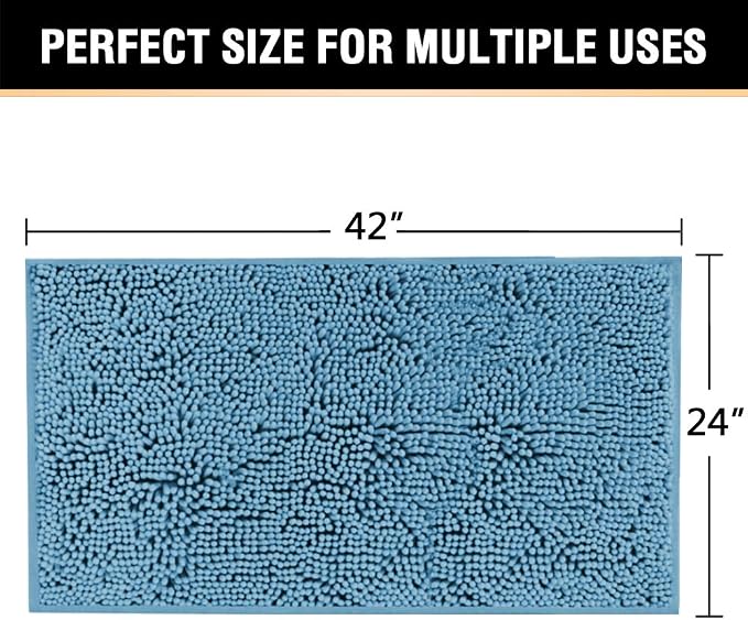 H.VERSAILTEX Microfiber Bath Rugs Chenille Floor Mat Ultra Soft Washable Bathroom Dry Fast Water Absorbent Bedroom Area Rugs, 24 x 42 - Inch, Dark Teal