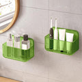 CGBE 2 Packs Cabinet Door Organizer, Acrylic Adhesive Shelf Wall Mounted Storage, Self Adhesive Shower Shelves Without Drilling, Automatic Draining Clear Shower Organizer for Bathroom (Green)