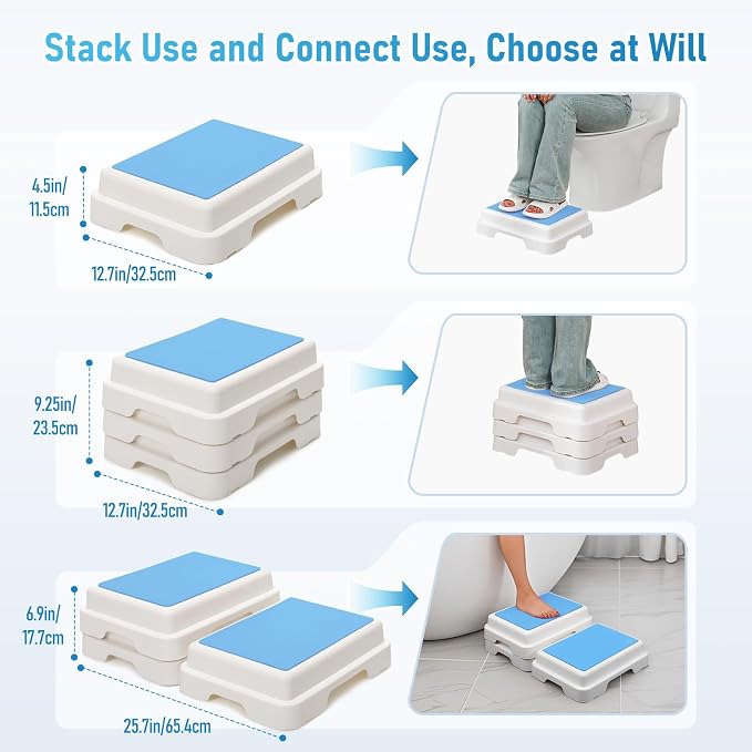 Wefaner Bath Shower Step,Stackable Bathtub Non Slip Safety Step Stool, Indoor/Outdoor Handicap Wideing Hands Free Platform Medical Portable Stack-Able, for High Beds, Kitchens,Bathroom.