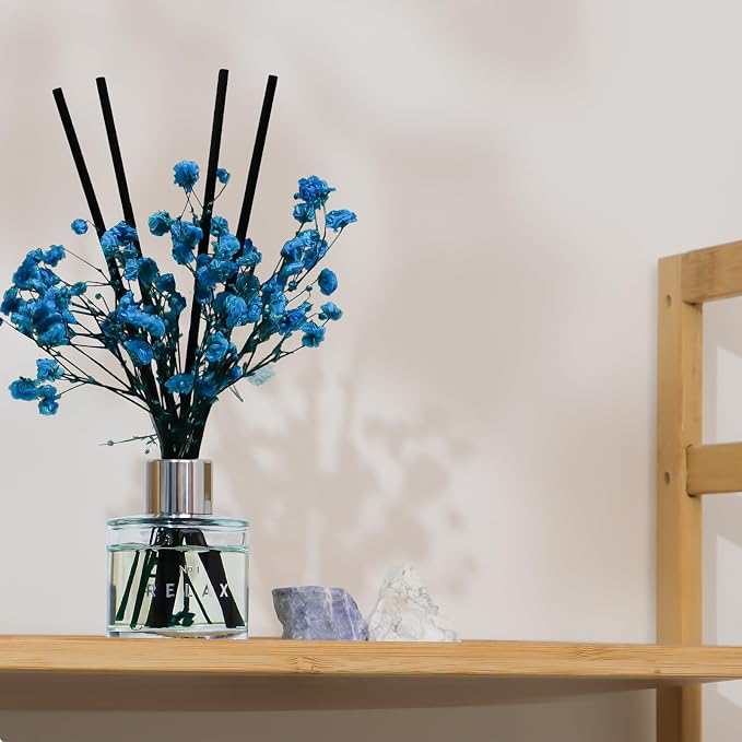 Jasmine White Tea Gardenia Bathroom Diffuser, 3.4 oz Reed Diffuser with Dried Flower for Small Place, Last up to 60 Days