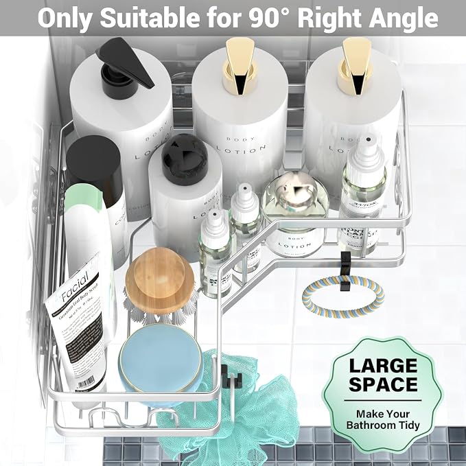 AKTECKE Corner Shower Caddy Bathroom Organizer: Adhesive Shower Rack Bathtub Shelves - 3Pack No Drilling Shower Shelf For Inside Shower - Stainless Steel Rustproof Bathroom Stuff