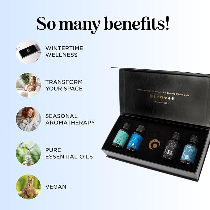 Winter Essential Oils Set for Diffuser - Large 100% Pure Holiday Essential Oil Blends Gift Set with Frost Chill Defend and Breathe Blends - Perfect Aromatherapy Gift for All Occasions (4x30mL)