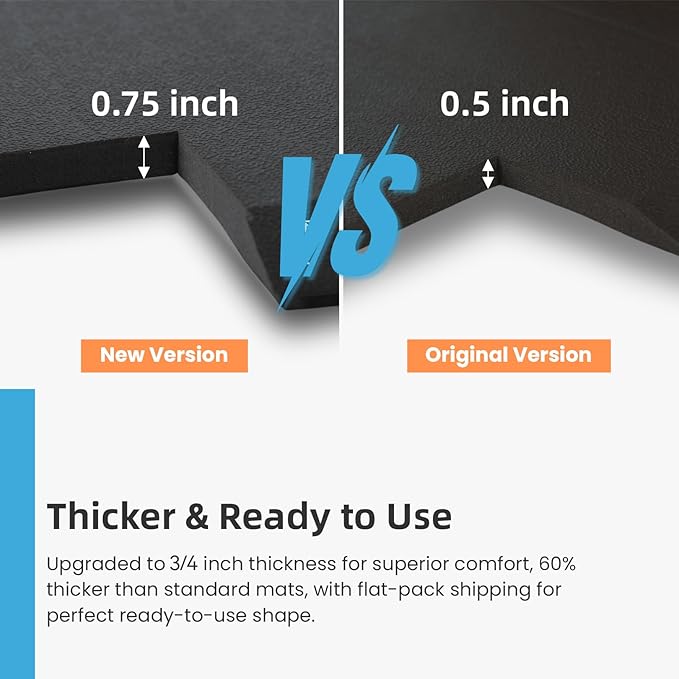 Art3d 3/4" Thick Kitchen Mats for Floor, Waterproof 20" X 32" Cushioned Comfort Mat, Anti Fatigue Mats for Kitchen, Ergonomic Standing Office Desk, Home and Garage, Black