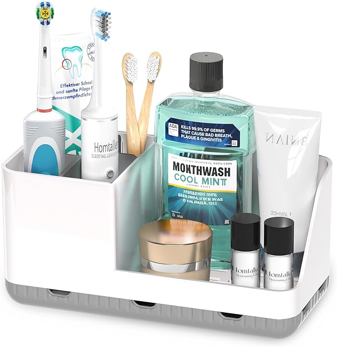 Toothbrush Holders for Bathroom Counter - Detachable Bathroom Organizer and Storage Electric Toothbrush and Toothpaste Holder, Bathroom Decor Accessories for Countertop, Shower, Sink