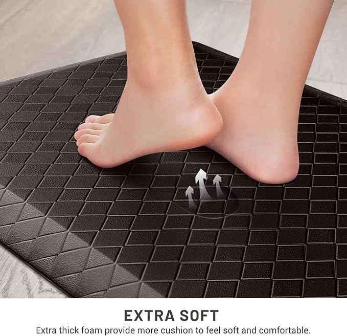 HappyTrends Kitchen Floor Mat - 4/5 Inch Thick Anti-Fatigue Kitchen Rug,Waterproof Non-Slip Kitchen Mats and Rugs Heavy Duty Ergonomic Comfort Rug for Kitchen,Office,Sink,Laundry,(22"x54", Chocolate)