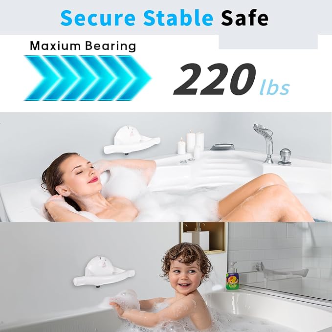 Patented Suction Shower Grab Bars 1-Pack, 5.5" Extra-Large Vacuum Cups with Safety Alert Line, Shower Handles for Elderly Suction Heavy Duty Shower Handle No Drill Installation