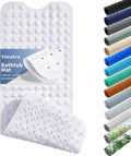 Yimobra Non Slip Bathtub Mat 40 x 16 Inch, Extra Long Shower Mat with Drain Holes, Machine Washable Baby Bath Mats, Strong Suction Cups for Bathroom Floor, Snow