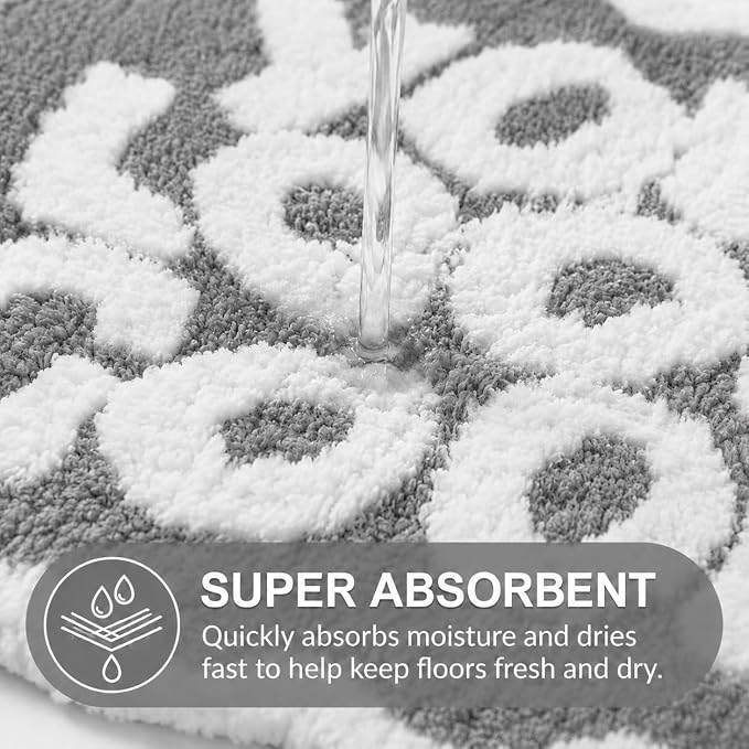 Scalloped Grey Bath Rug, You Look Good Cute Bathroom Rug, Soft Absorbent Quick Dry Bath Mat, TPR Non Slip Backing, Microfiber Mat for Shower Tub Sink Vanity 20" x 31.5"