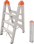 Aparecium Aluminum Foldable Twin Front Collapsible A Frame 3-Step Ladder, Compact Step Stool with Wide Anti-Slip Pedal, EN131, 330lb Capacity