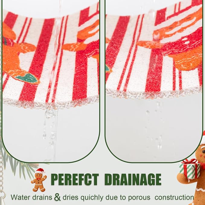Hargiis Christmas Non-Slip Bathtub Mat, Anti Slip Shower Mat, Fast Drying Bathtub Mats, Foot Scrubber Mat, Anti Slip Mat for Tub, Floor, Bathroom, Kitchen, Home, Hotel (Gingerbread Santa, 24"x16")