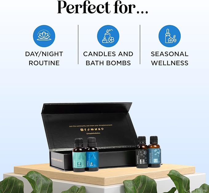Winter Essential Oils Set for Diffuser - Large 100% Pure Holiday Essential Oil Blends Gift Set with Frost Chill Defend and Breathe Blends - Perfect Aromatherapy Gift for All Occasions (4x30mL)