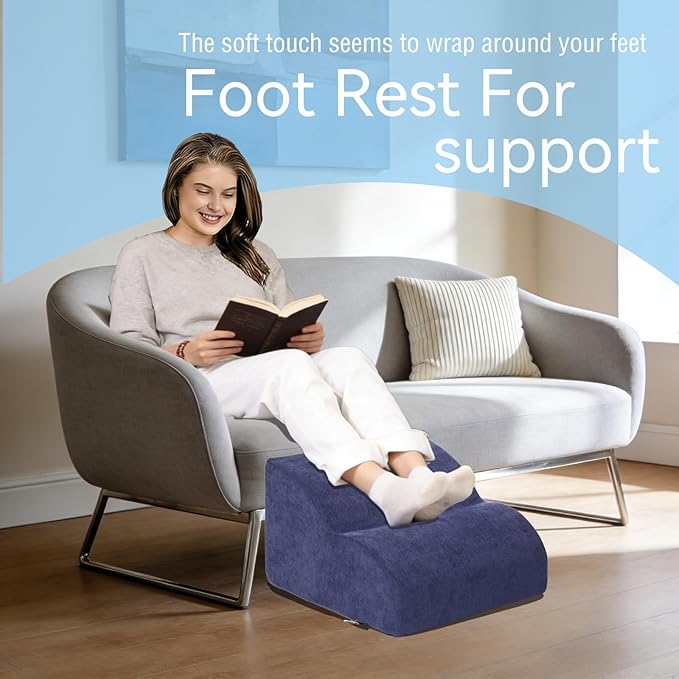 Foot Rest for Under Desk at Work.Multifunctional 3-Tier Foot Stool,with Washable Footrest.for Under Desk,Office Chair Gaming Chair & Sofa,Leg Elevation Pillow,Supports Posture (Dark Blue)