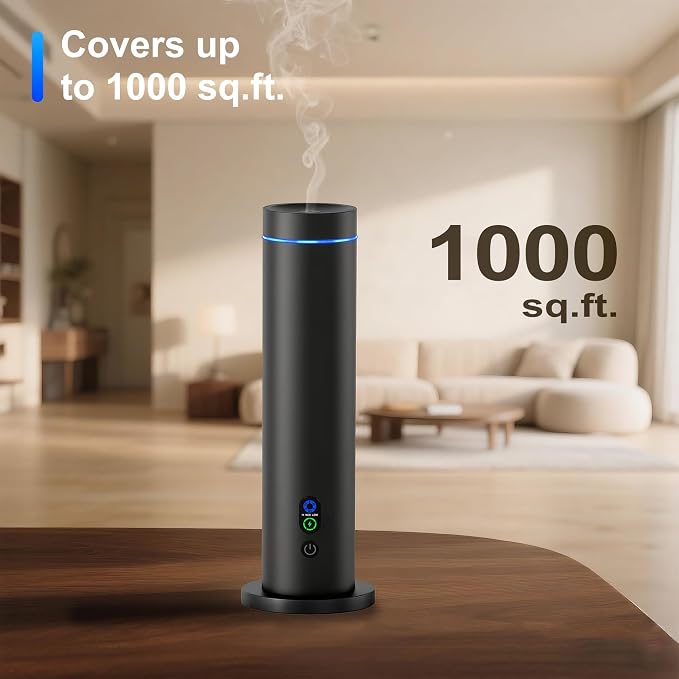 Maromalife Waterless Diffuser, Essential Oil Diffuser, 1000 Sq.Ft Coverage Scent Diffuser – Plug-in Only, Adjustable Mist, Remote, Mood Lights for Home & Office, Large Room, Hotel, Black
